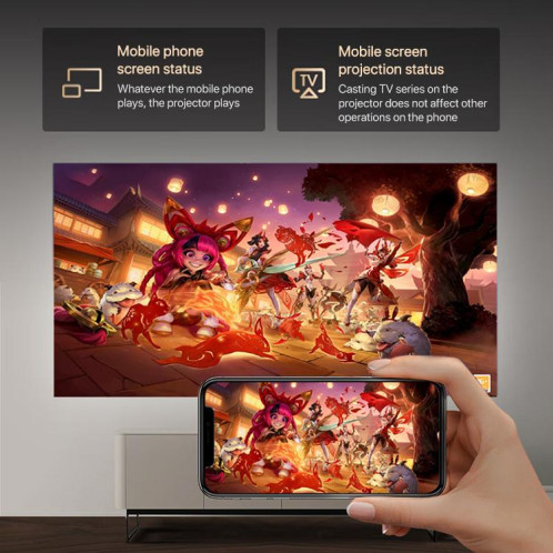 Mini projecteur portable intelligent R1 1920 x 1280p 600 ANSI Android 12.0, prise : prise américaine (noir) SH601A1177-010